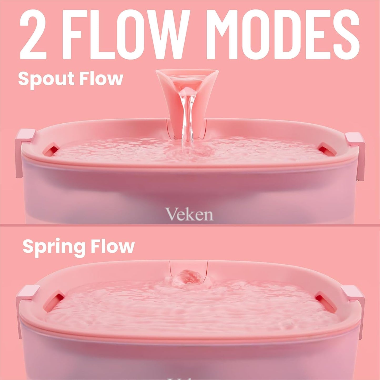 Veken Cat Water Fountain with Detachable Tank & Secure Clips, Easy to Clean & Assemble, 85oz/2.5L Pet Drinking Dispenser with Quiet Operation & LED Light, Cats, Dogs and Small Pets, Red