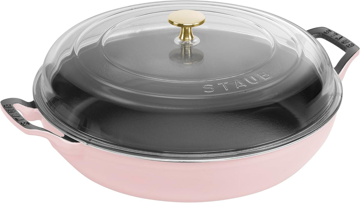 Cast Iron 3.5-qt Braiser with Glass Lid - Peony Pink