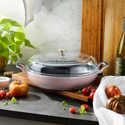 Cast Iron 3.5-qt Braiser with Glass Lid - Peony Pink