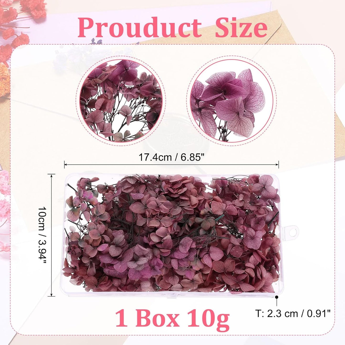 Dried Hydrangea Flower, 10g Natural Pressed Flowers Real Hydrangeas Petals for DIY Resin Crafts Card Floral Gift Candle Making Decor, Gradient Pink Gray