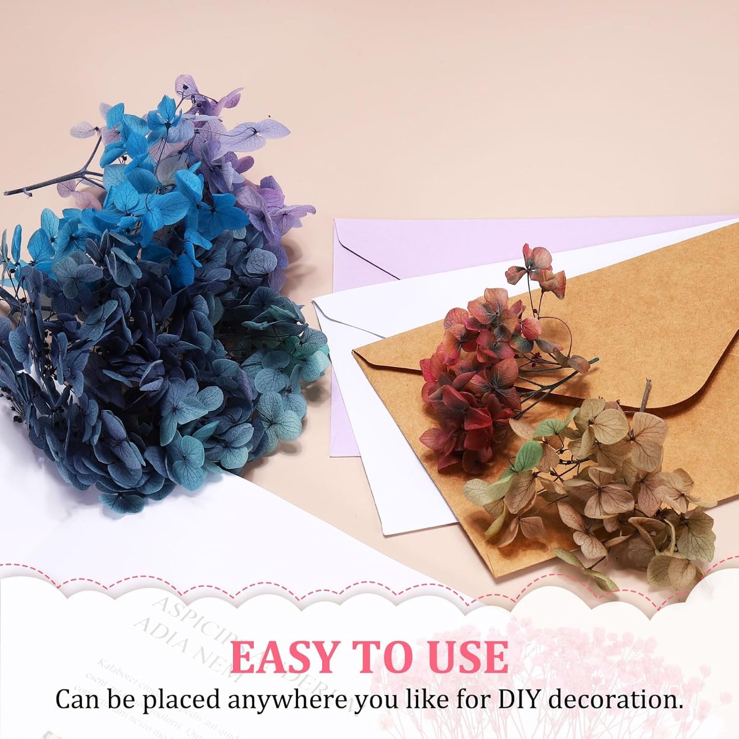 Dried Hydrangea Flower, 10g Natural Pressed Flowers Real Hydrangeas Petals for DIY Resin Crafts Card Floral Gift Candle Making Decor, Gradient Pink Gray