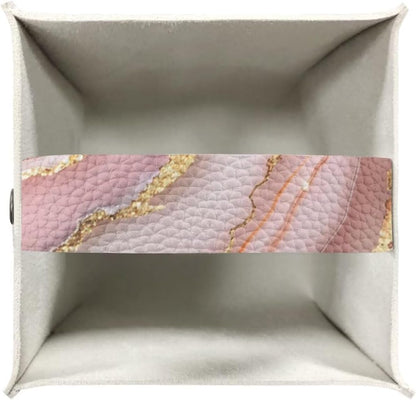Pink Marble Cute Tissue Box Cover Modern Tissue Case Facial Paper Organizers Dispenser 5.1x5.5Inch PU Tissue Boxes for Desk Decor