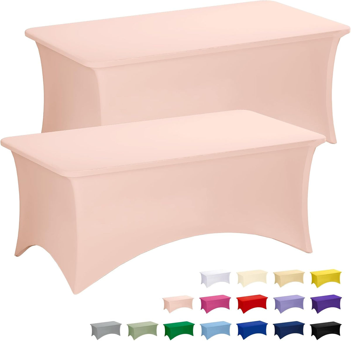2 Pack 6FT Light Pink Tablecloth Rectangle Spandex Table Cover