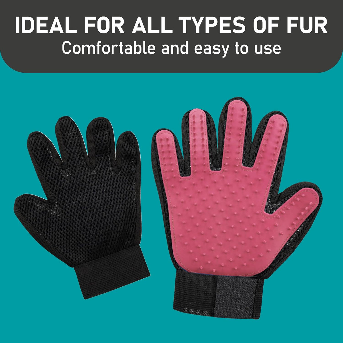Pet Grooming Gloves for Dogs and Cats - Grooming Mitt for Dogs -Cat Gloves - Hair Removal Bruh - All Hair Types
