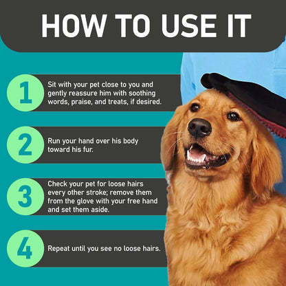 Pet Grooming Gloves for Dogs and Cats - Grooming Mitt for Dogs -Cat Gloves - Hair Removal Bruh - All Hair Types