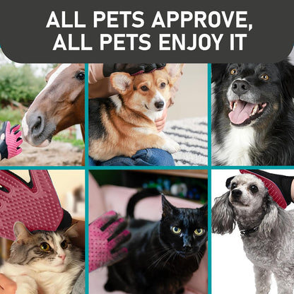 Pet Grooming Gloves for Dogs and Cats - Grooming Mitt for Dogs -Cat Gloves - Hair Removal Bruh - All Hair Types