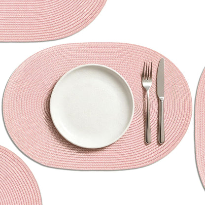 Placemats Set of 4 for Dining Table Washable Woven Non-Slip 18x12 inches Placemat Heat-Resistant Durable Table Mats for Dining Table Easy to Clean(Pink 4)