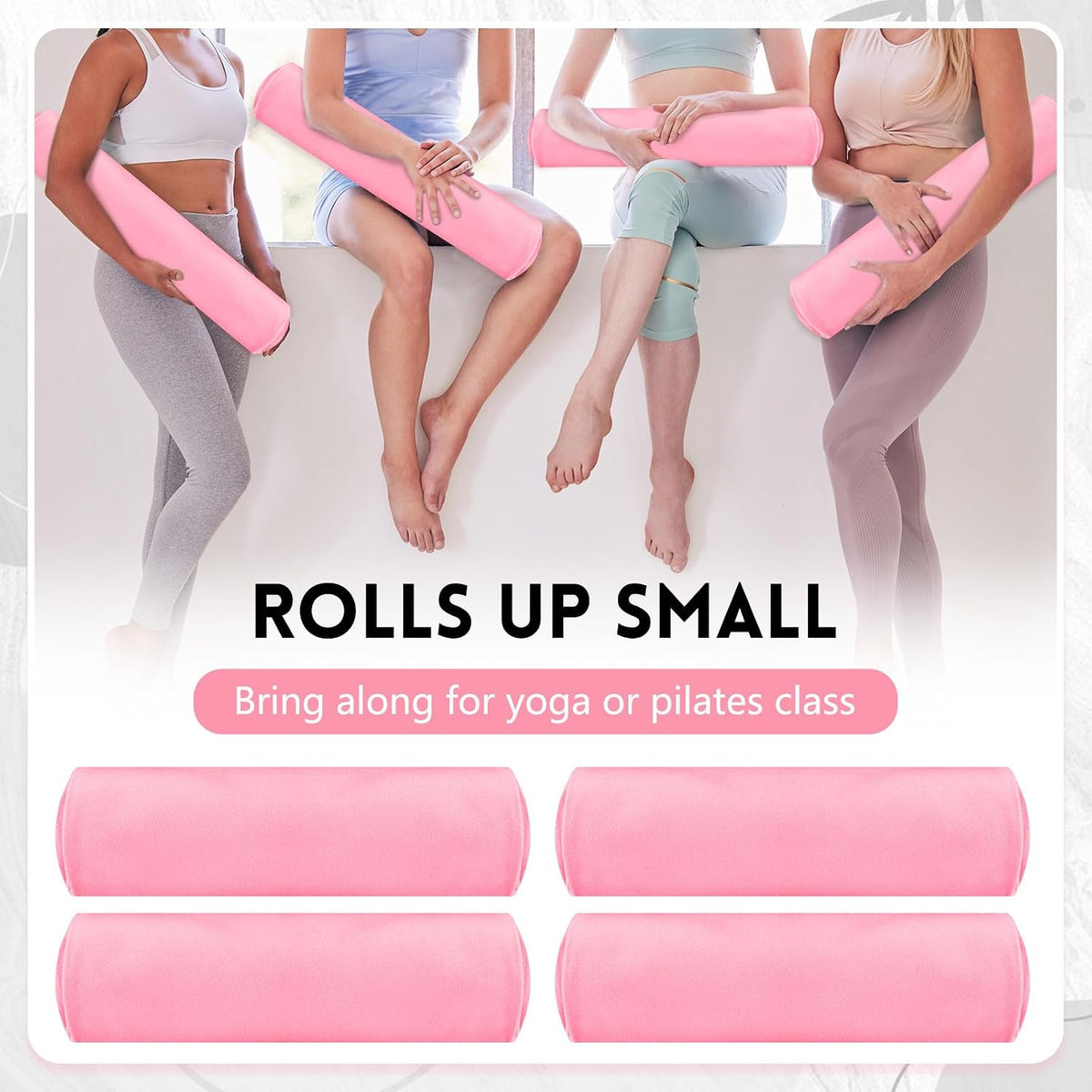 4 Pack 72 x 24 Inch Non Slip Microfiber Yoga Mat Towels, Pink