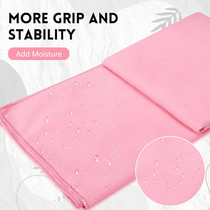 4 Pack 72 x 24 Inch Non Slip Microfiber Yoga Mat Towels, Pink