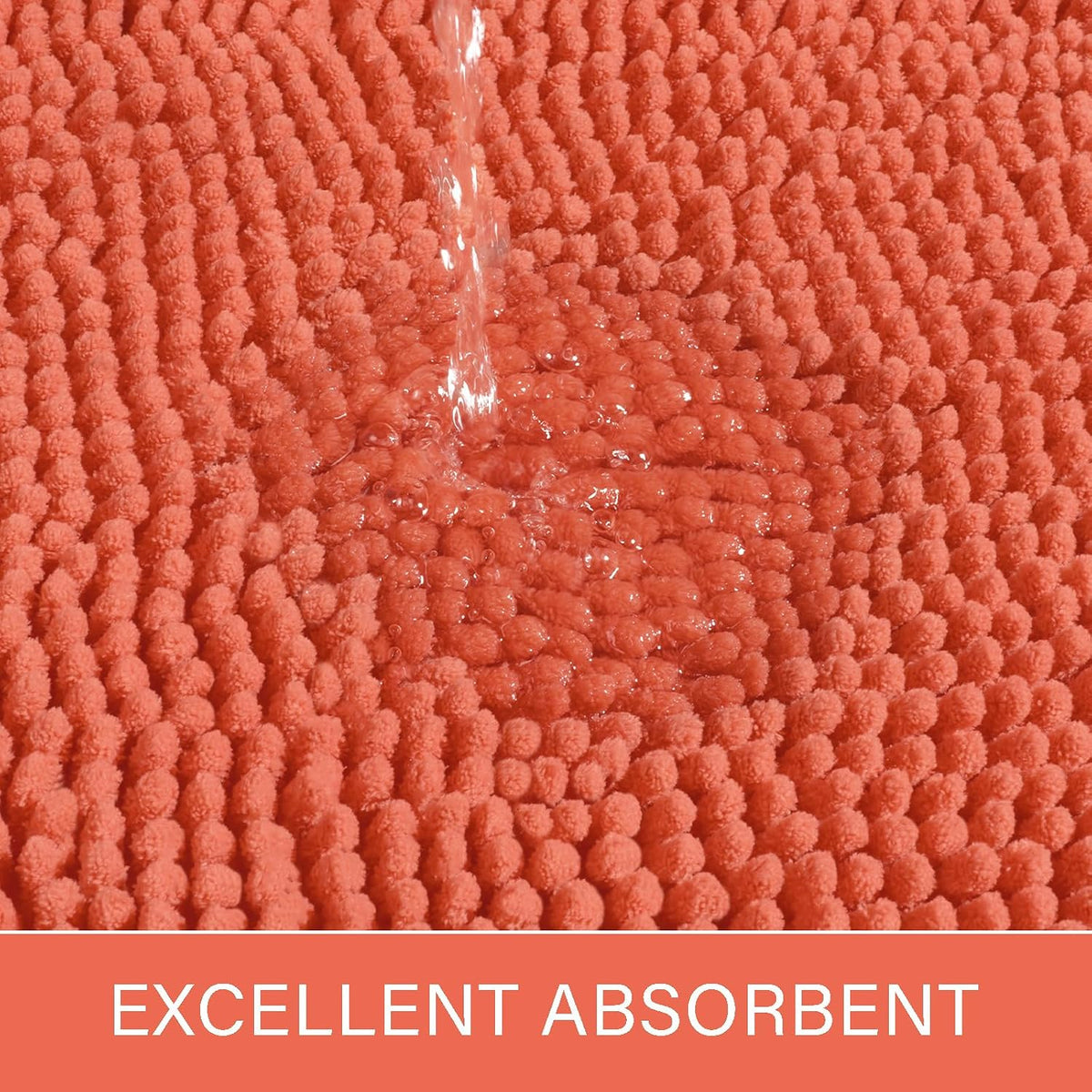 Luxury Bathroom Rug Shaggy Bath Mat 24 x 60 Inch, Peach