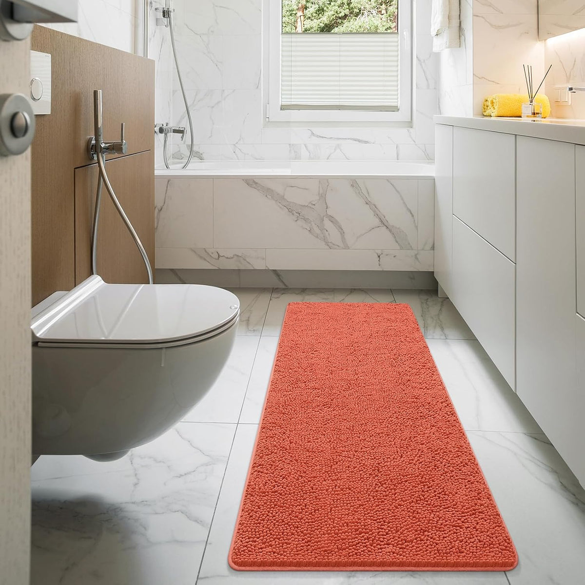 Luxury Bathroom Rug Shaggy Bath Mat 24 x 60 Inch, Peach