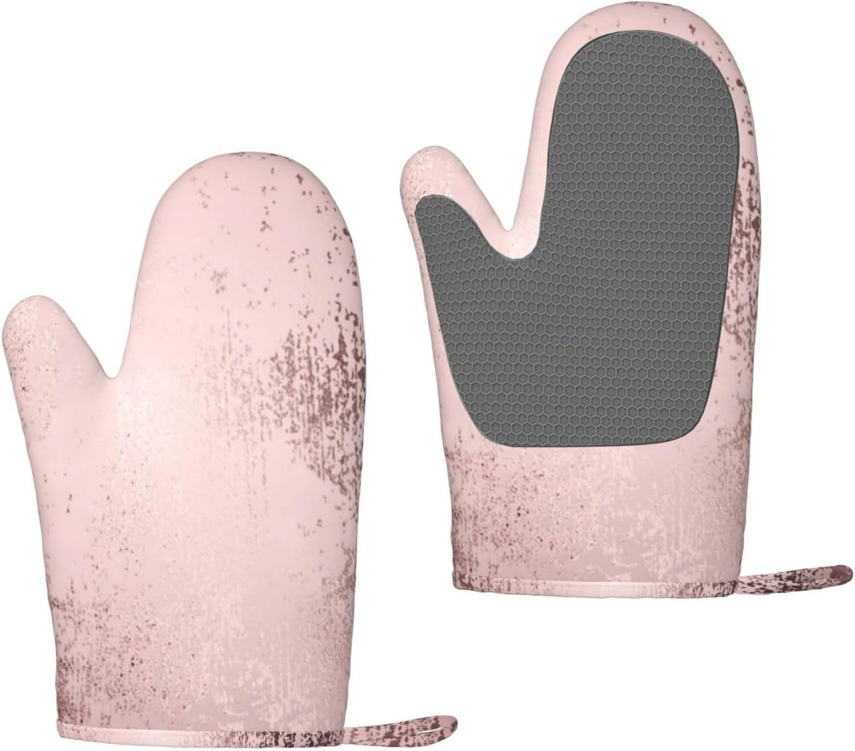 Rose Gold Luxury Metallic Oven Mitts 2 Pack Kitchen Heat Resistant Oven Gloves with Non-Slip Silicone Surface