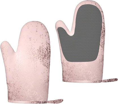 Rose Gold Luxury Metallic Oven Mitts 2 Pack Kitchen Heat Resistant Oven Gloves with Non-Slip Silicone Surface