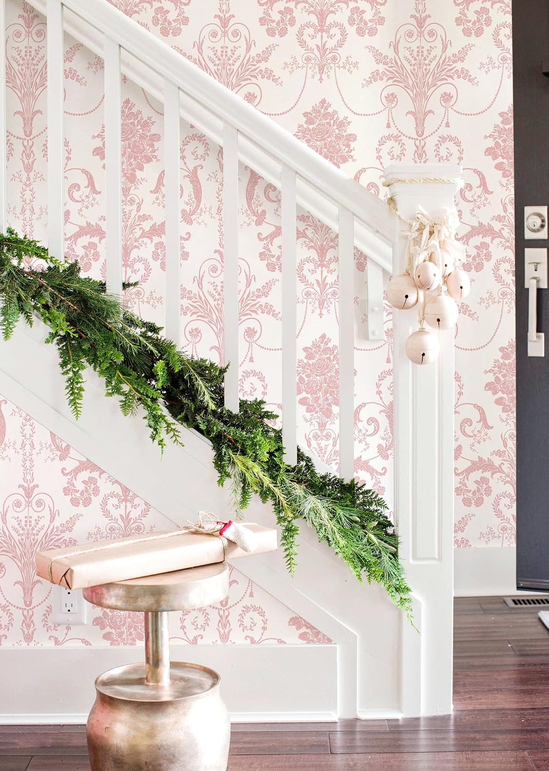 Damask Floral Peel and Stick Wallpaper Boho Pink and White Contact Paper