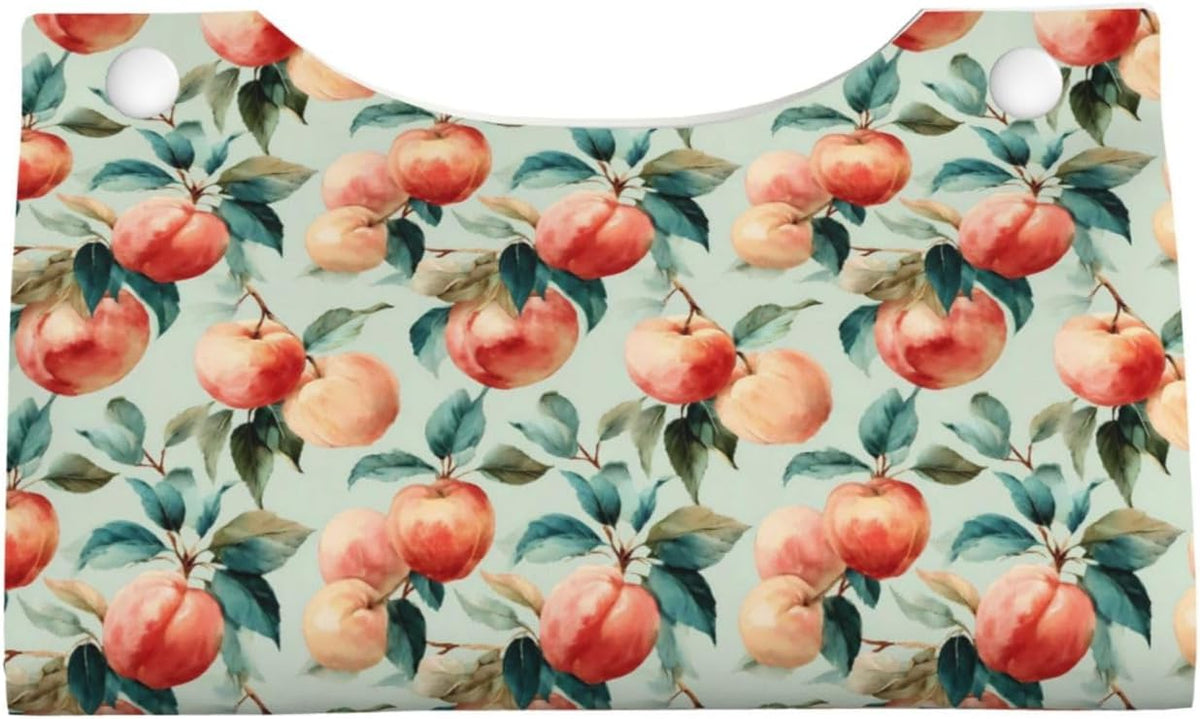 Fruits Peach (1) for Long Tissue Box Cover, Pu Leather Rectangular Tissue Holder for Bathroom, Desk, Home Decor