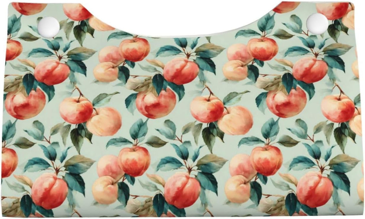 Fruits Peach (1) for Long Tissue Box Cover, Pu Leather Rectangular Tissue Holder for Bathroom, Desk, Home Decor