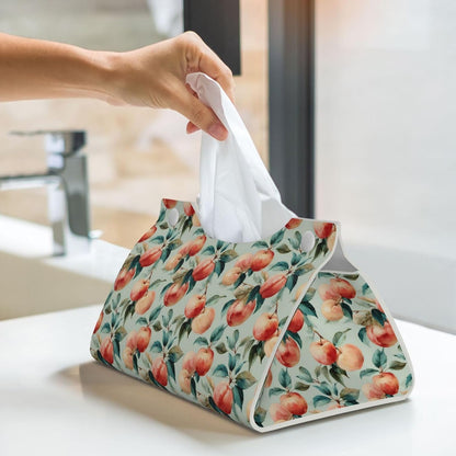 Fruits Peach (1) for Long Tissue Box Cover, Pu Leather Rectangular Tissue Holder for Bathroom, Desk, Home Decor