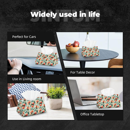 Fruits Peach (1) for Long Tissue Box Cover, Pu Leather Rectangular Tissue Holder for Bathroom, Desk, Home Decor