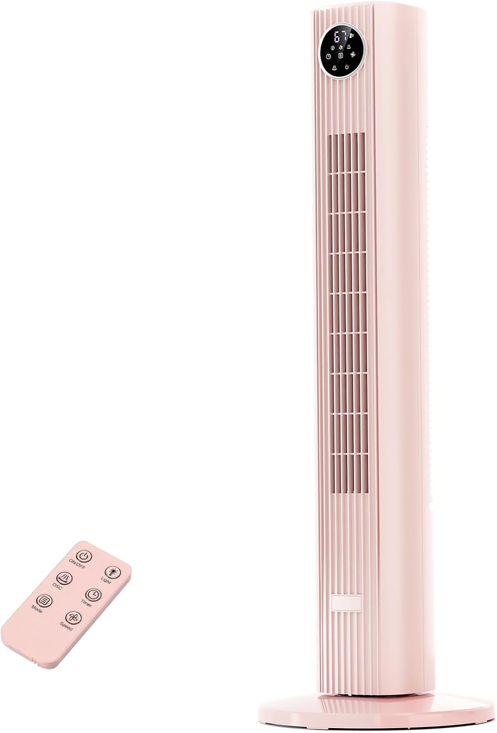 Tower Fan Portable Floor Fans 85°Oscillating Fan Quiet Cooling 12H Timer Remote Control Standing Bladeless Electric 3 Wind Speeds 4 Modes Bedroom Office,36 inch, Pink
