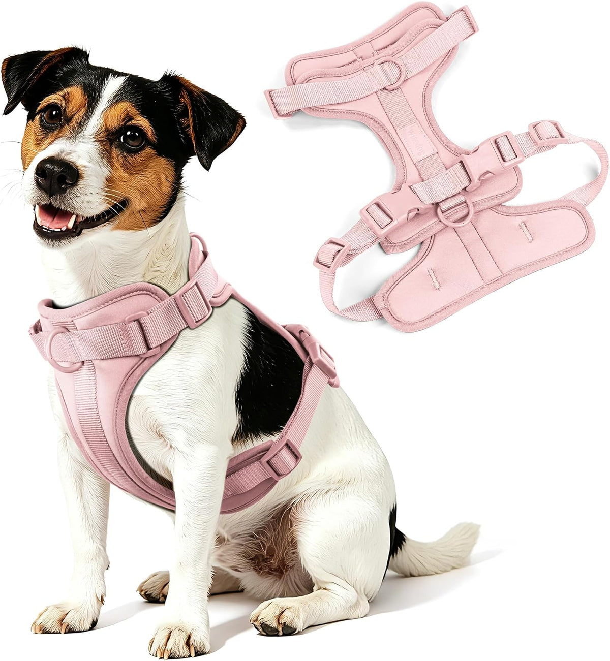 Wisedog Lightweight No Pull Dog Harness, Gossamer Pink, Medium