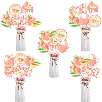 Peach Baby Shower Decorations, 24pcs Sweet As a Peach Table Centerpiece Sticks Double-Sided Printing for Fruits Baby Shower Birthday Party Wedding Table Supplies