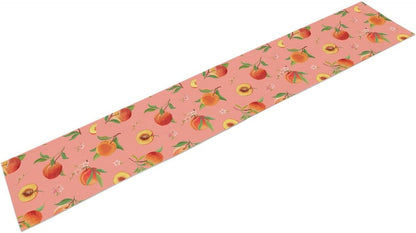 Pink Cute Peach Table Runner, Colorful Summer Fruit Floral Table Runner for Kitchen Dining Party Holiday Home 13x36in