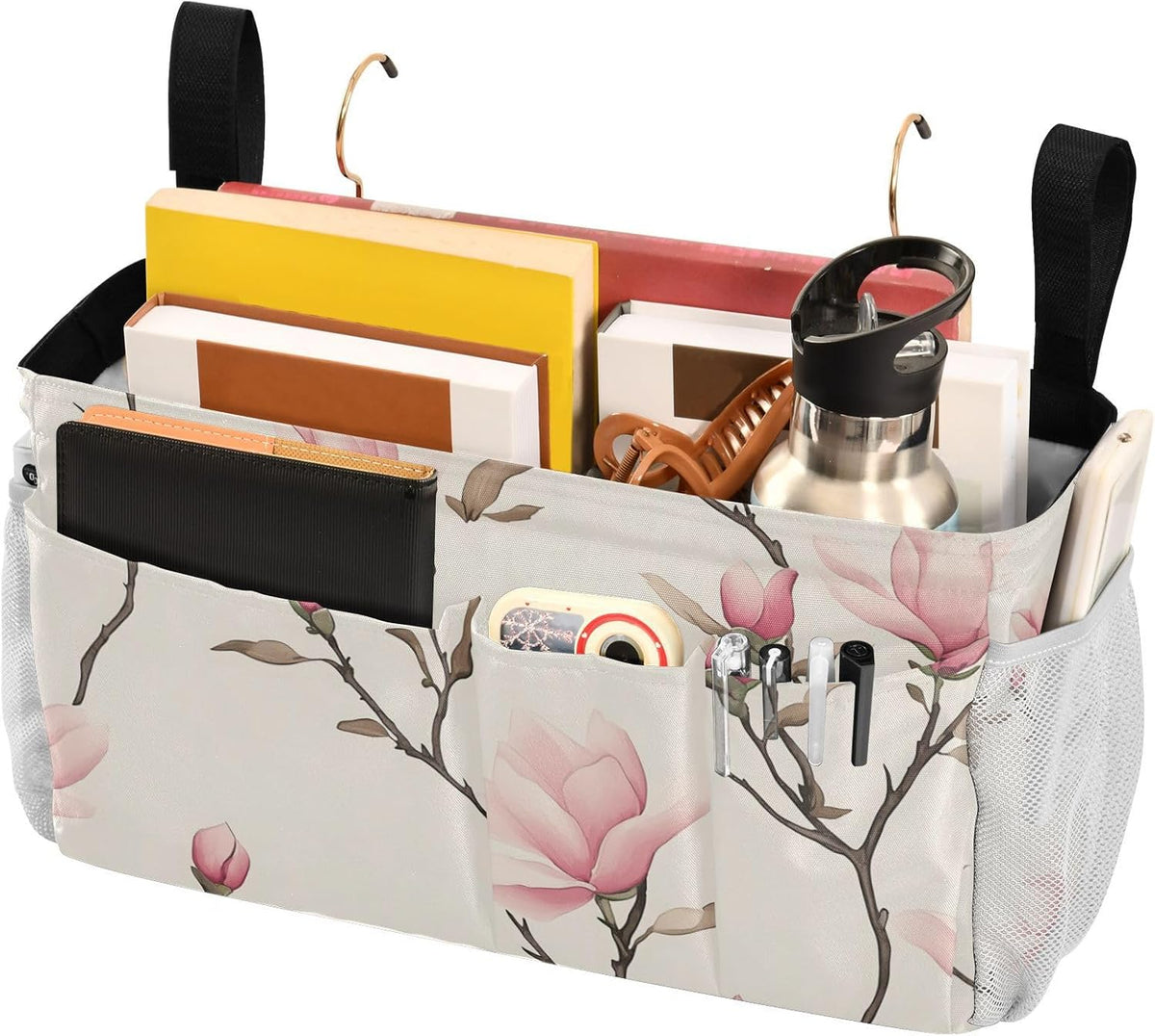 Small Pink Magnolia Flowers Bedside Caddy Bedside Organizer Bedside Storage Caddy College Dorm Bed Accessories
