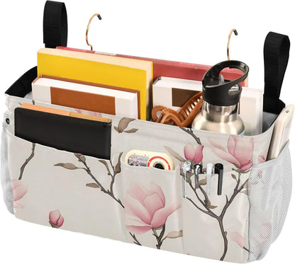 Small Pink Magnolia Flowers Bedside Caddy Bedside Organizer Bedside Storage Caddy College Dorm Bed Accessories