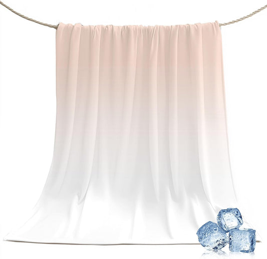 Cooling Blanket for Hot Sleepers Peach Pink Lightweight Breathable Double Sided Summer Blanket Gradient White Cooling Throw Blanket for Couch Bed Night Sweats 30"x40"
