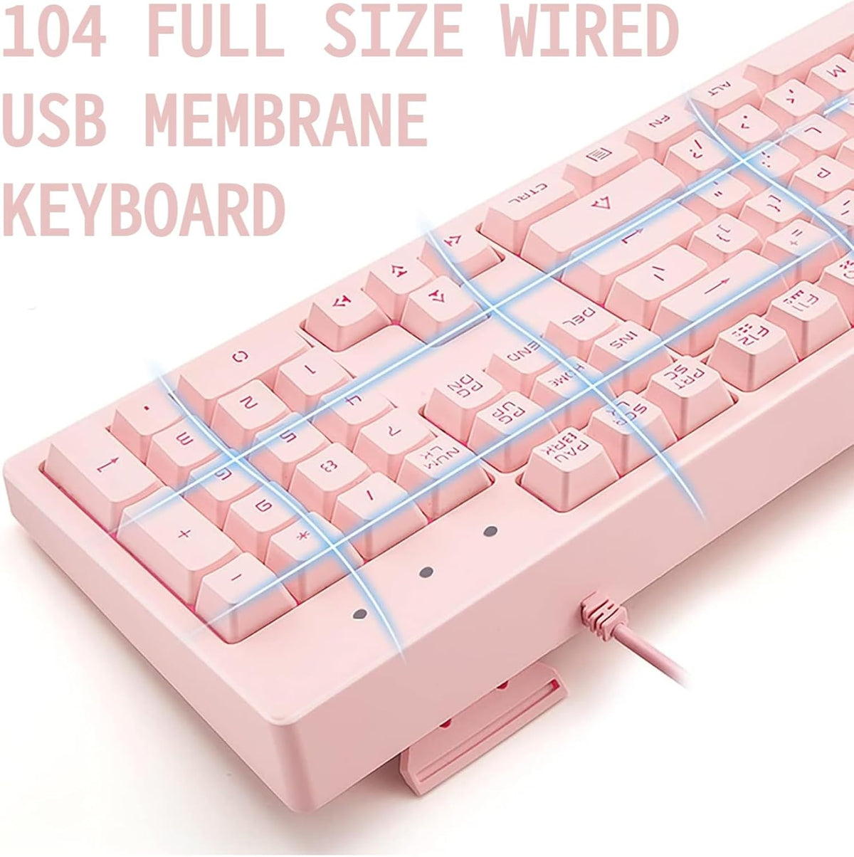 Basaltech Pink Wired Keyboard with White LED Backlit