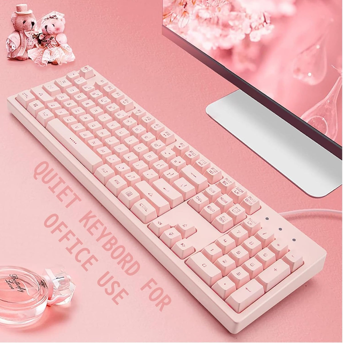 Basaltech Pink Wired Keyboard with White LED Backlit