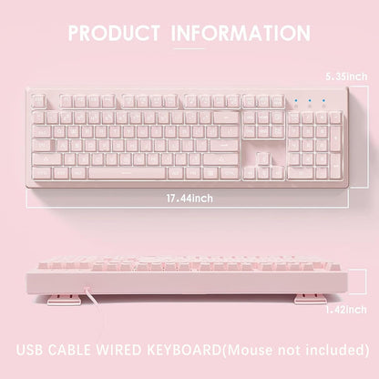 Basaltech Pink Wired Keyboard with White LED Backlit