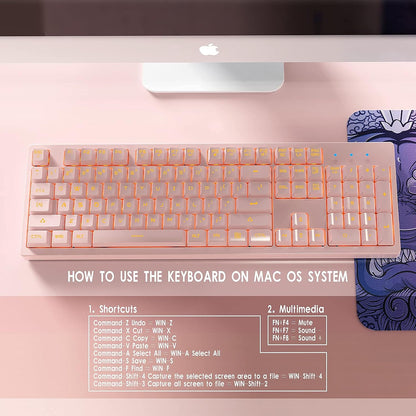 Basaltech Pink Wired Keyboard with White LED Backlit