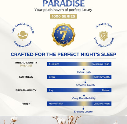 100% Egyptian Cotton Pillow Cases Queen Size Set of 2 - Luxury 1000 Series Paradise Collection Queen Pillow Cases (Blush), Soft Cooling Sateen Hotel Egyptian Cotton Pillowcases