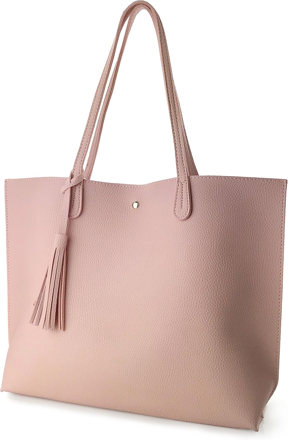 Minimalist Clean Cut Pebbled Faux Leather Tote Womens Shoulder Handbag