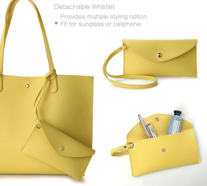 Minimalist Clean Cut Pebbled Faux Leather Tote Womens Shoulder Handbag