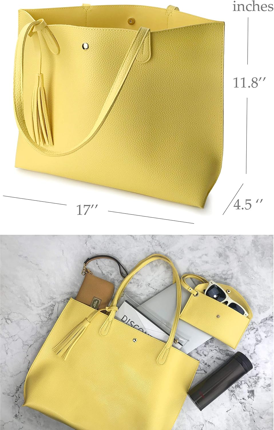 Minimalist Clean Cut Pebbled Faux Leather Tote Womens Shoulder Handbag