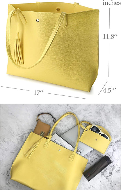 Minimalist Clean Cut Pebbled Faux Leather Tote Womens Shoulder Handbag