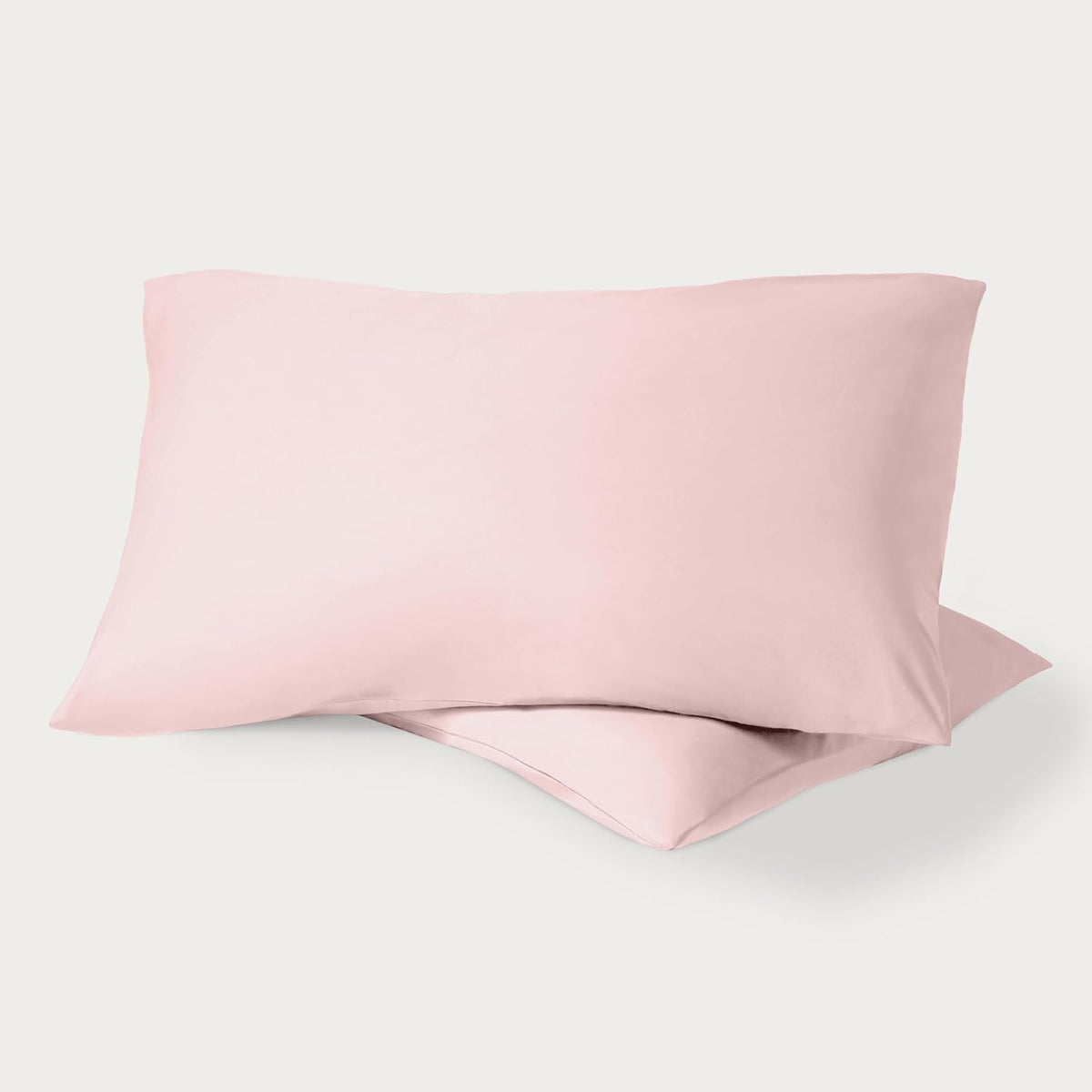 100% Organic Cotton Standard/Queen Pillowcase Set - Crisp Percale Weave - Pillowcases 2 Pack - Lightweight & Breathable (Standard Pillowcase Set of 2, Dusty Pink)
