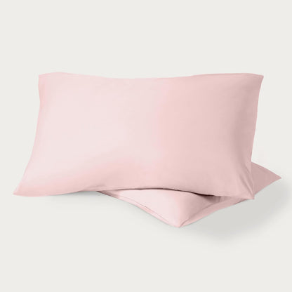 100% Organic Cotton Standard/Queen Pillowcase Set - Crisp Percale Weave - Pillowcases 2 Pack - Lightweight & Breathable (Standard Pillowcase Set of 2, Dusty Pink)