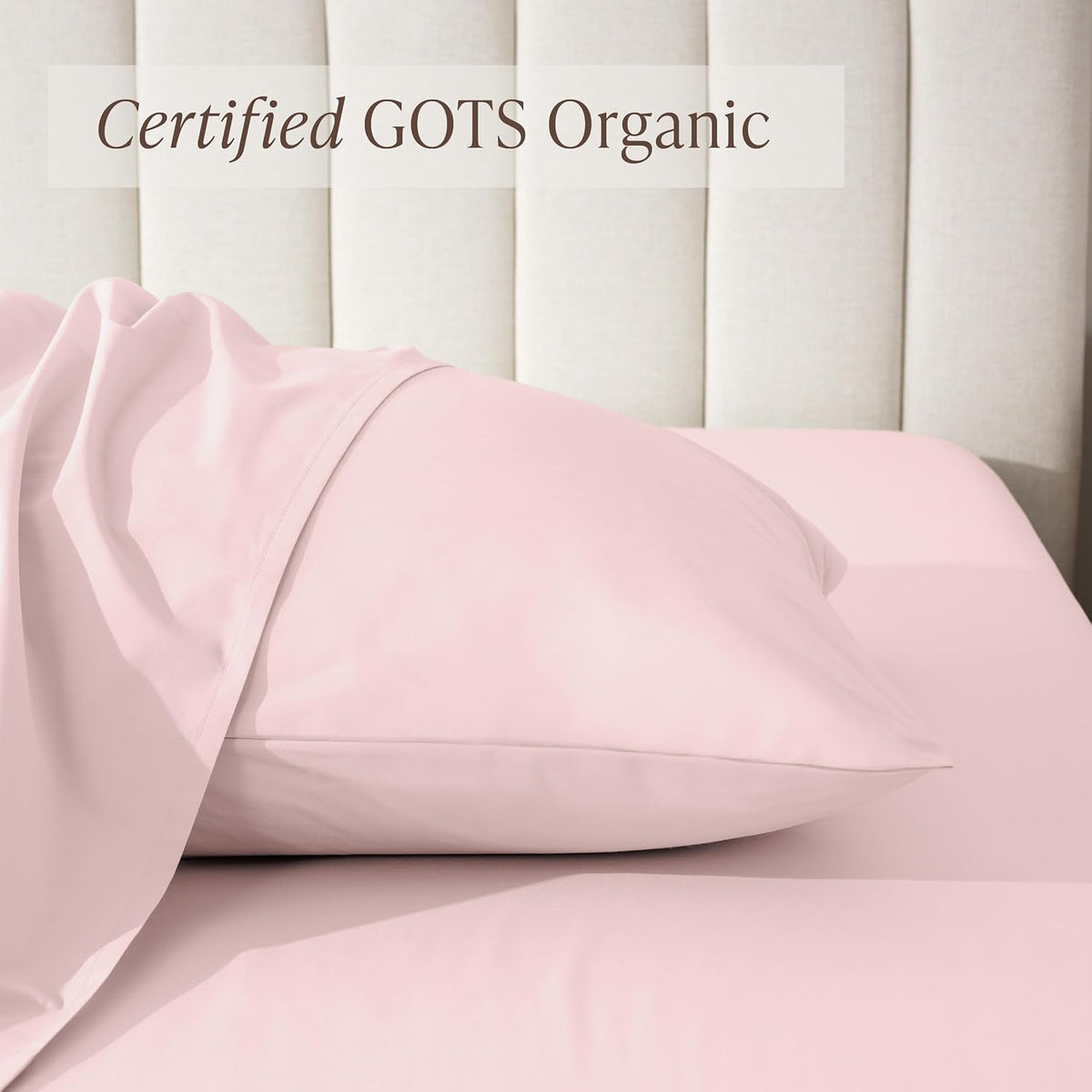 100% Organic Cotton Standard/Queen Pillowcase Set - Crisp Percale Weave - Pillowcases 2 Pack - Lightweight & Breathable (Standard Pillowcase Set of 2, Dusty Pink)