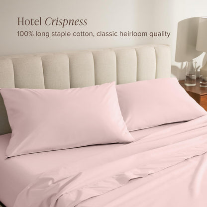 100% Organic Cotton Standard/Queen Pillowcase Set - Crisp Percale Weave - Pillowcases 2 Pack - Lightweight & Breathable (Standard Pillowcase Set of 2, Dusty Pink)