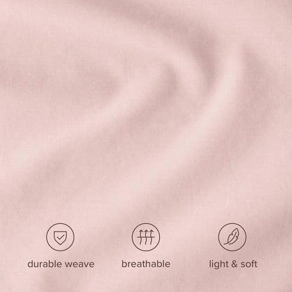 100% Organic Cotton Standard/Queen Pillowcase Set - Crisp Percale Weave - Pillowcases 2 Pack - Lightweight & Breathable (Standard Pillowcase Set of 2, Dusty Pink)