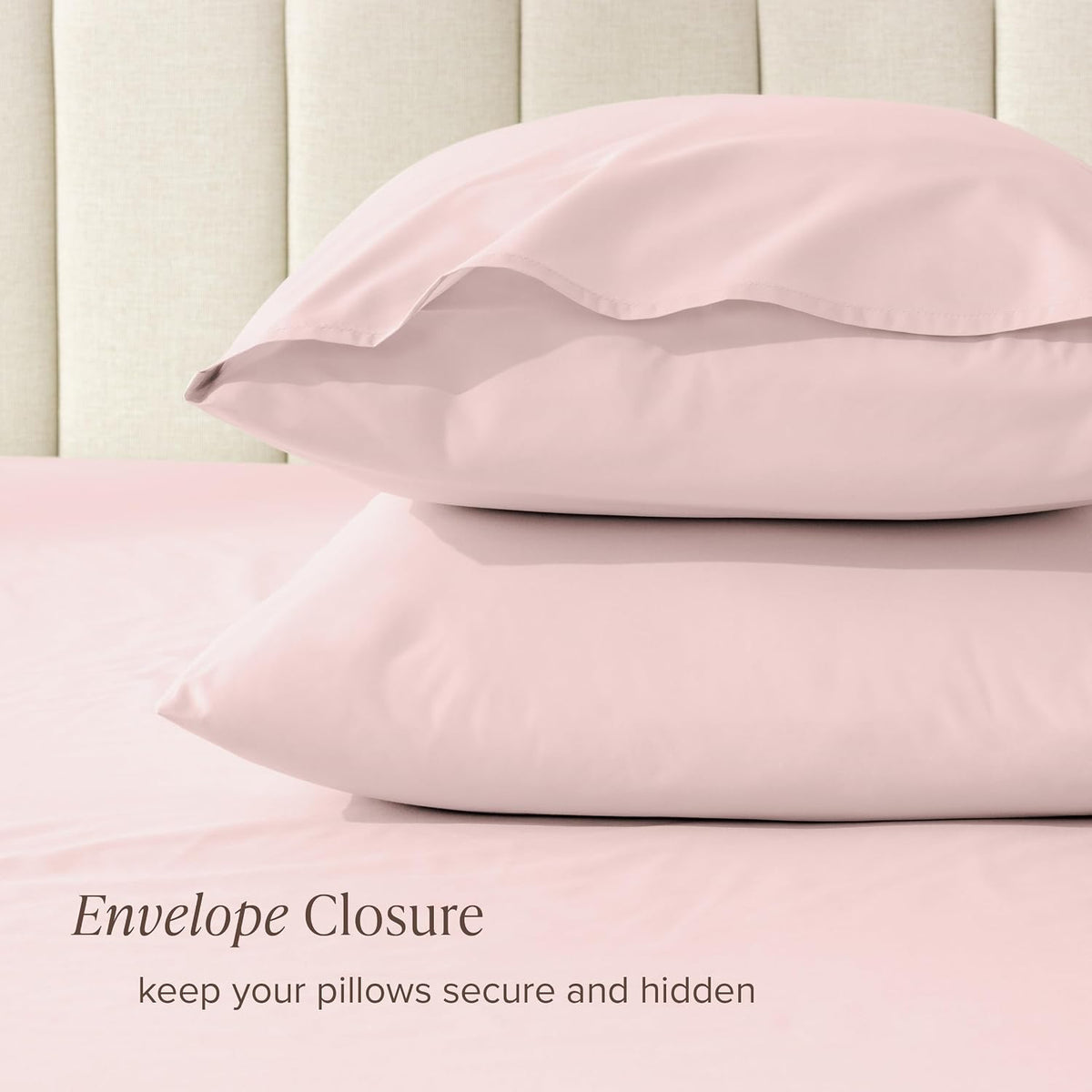 100% Organic Cotton Standard/Queen Pillowcase Set - Crisp Percale Weave - Pillowcases 2 Pack - Lightweight & Breathable (Standard Pillowcase Set of 2, Dusty Pink)