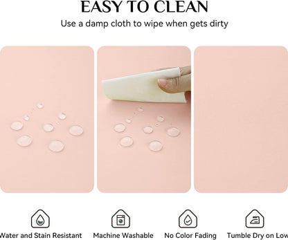 Round Tablecloth, Waterproof & Stain Resistant Table Cloth Wrinkle Free Fabric Washable 210GSM Polyester Table Cover for Spring/Party/Outdoor - 120 inch,Pink