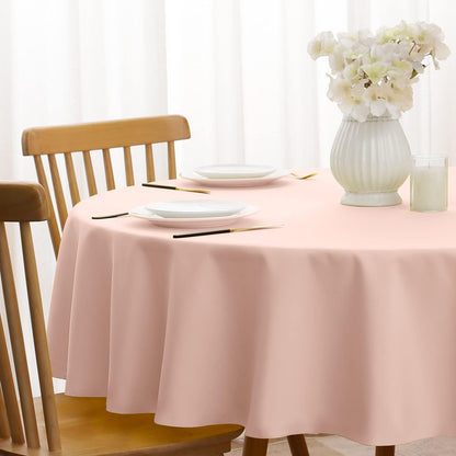 Round Tablecloth, Waterproof & Stain Resistant Table Cloth Wrinkle Free Fabric Washable 210GSM Polyester Table Cover for Spring/Party/Outdoor - 120 inch,Pink