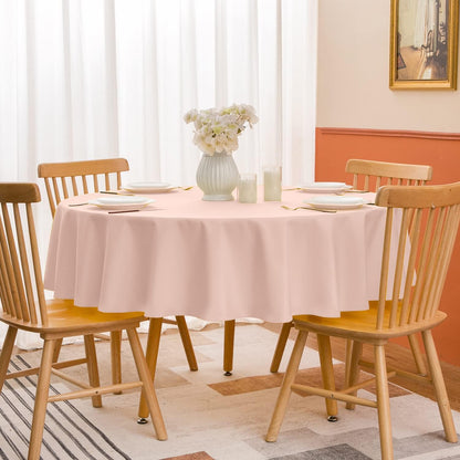 Round Tablecloth, Waterproof & Stain Resistant Table Cloth Wrinkle Free Fabric Washable 210GSM Polyester Table Cover for Spring/Party/Outdoor - 120 inch,Pink