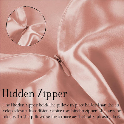 Gabire Set of 2, Both Sides Real Silk Pillowcase for Hair and Skin Prevent Acne Organic Silk Pillow Cases 2 Pack with Hidden Zipper, Coral Pink, Standard (20"×26")