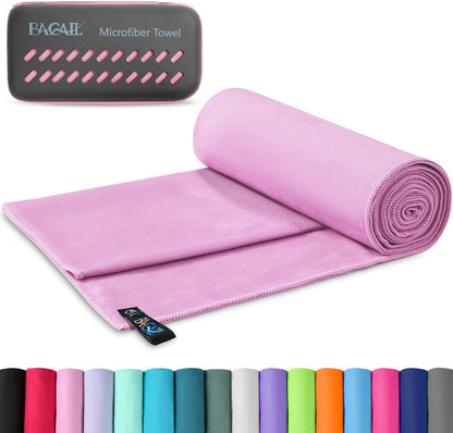 BAGAIL Camping Towel with EVA Case, Compact & Ultra Soft Microfiber Travel Towel - Super Absorbent & Lightweight Quick Dry Towels for Sports, Beach, Gym, Backpacking, Hiking and Yoga