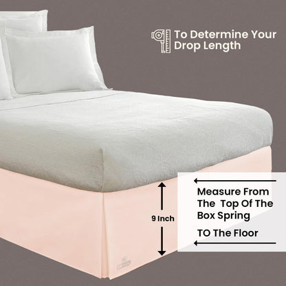 9 inch Drop Bed Skirt Full Size - Platform Style with Secure Fit, Classic Tailored Look, Elegant Pleated Style Dust Ruffle, Split Corners, Wrinkle Resistant Microfiber - Peach